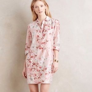 Anthropologie Varun Bahl Floral Silk Shift Dress